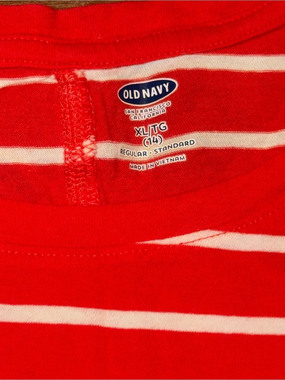 Old Navy Red and White Striped Crew Neck Tee for girls